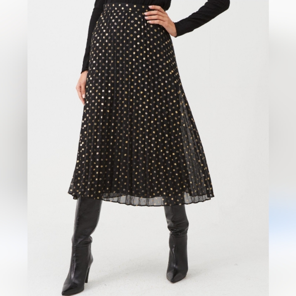 Melissa Paige Black Skirt with Gold Dots Skirt/Pant Wide Leg